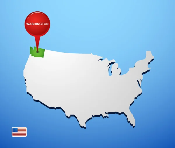 Washington sur la carte des USA — Image vectorielle