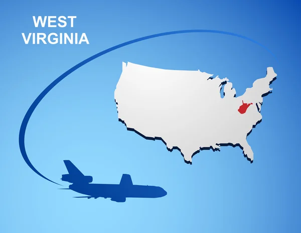 West Virginia no mapa dos EUA —  Vetores de Stock