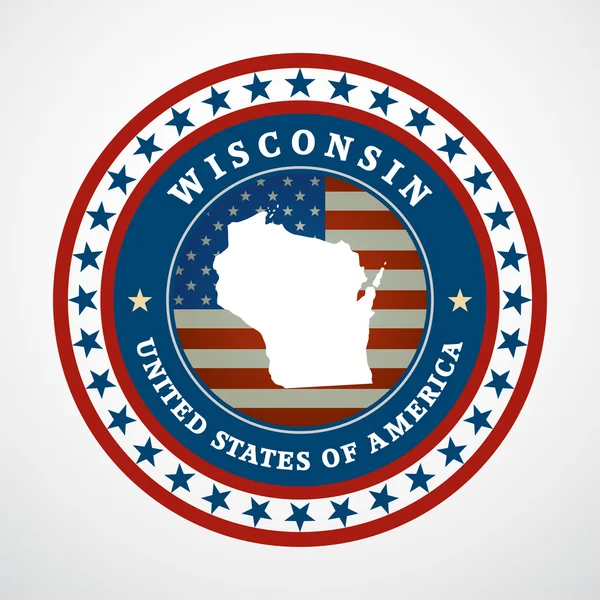 地図 ofwisconsin ラベル、ベクトル — ストックベクタ