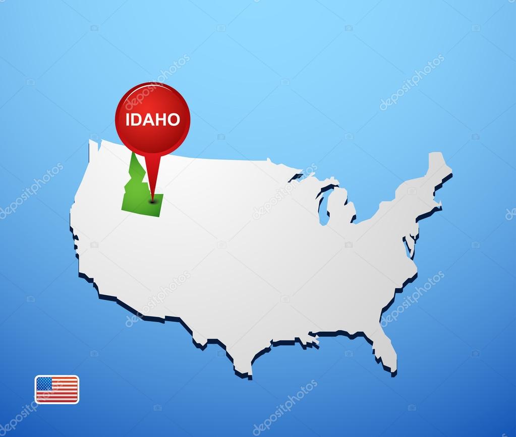 Idaho on USA map