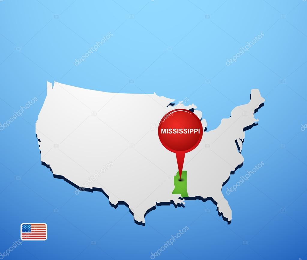 Mississippi on USA map