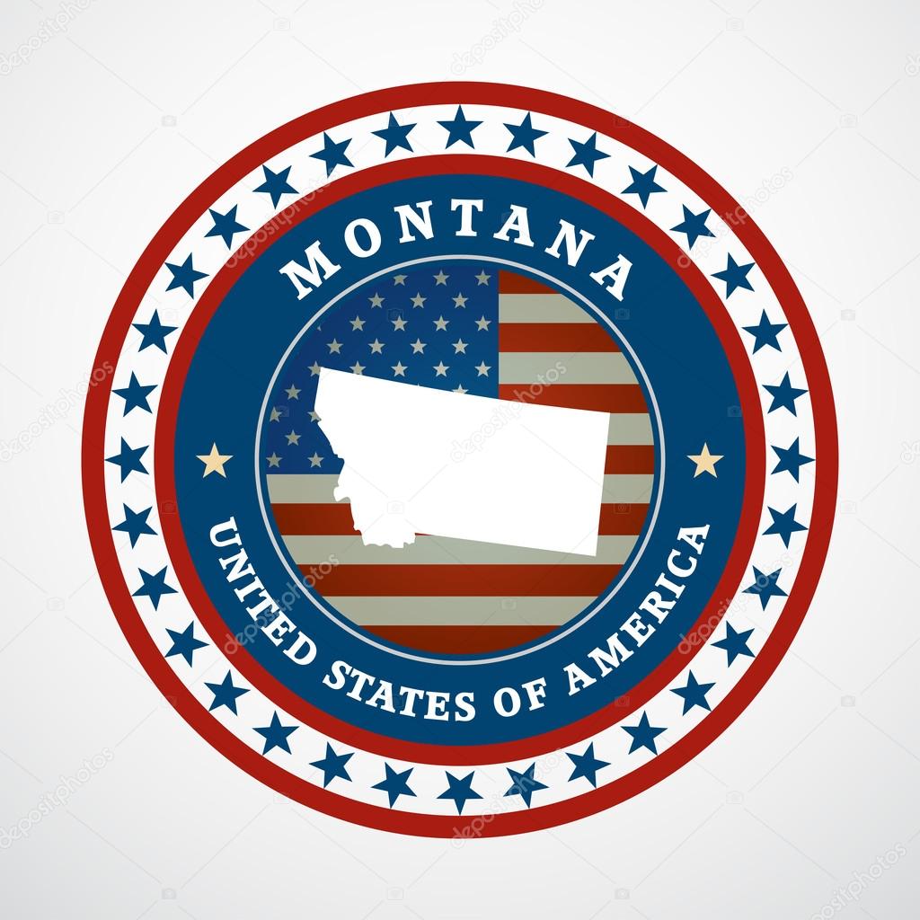 Label with map of Montana, vector