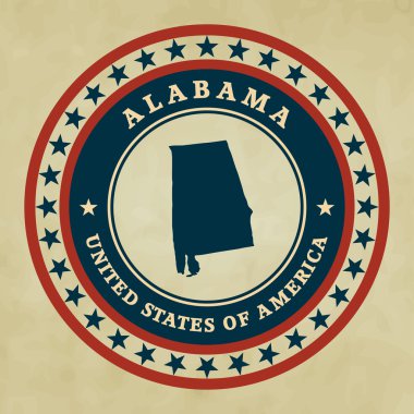 alabama, harita Vintage etiketi