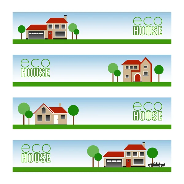 Eco House Banners — Stock Vector
