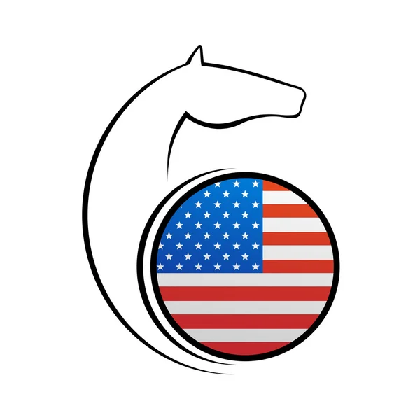 Symbole de cheval avec élément vecteur drapeau des États-Unis — Image vectorielle