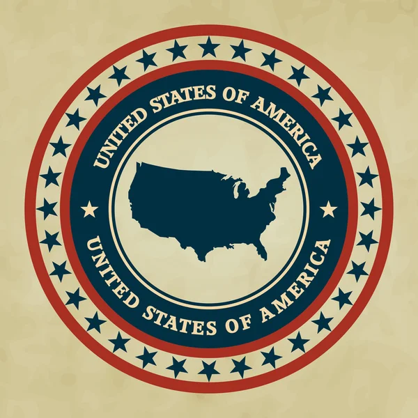 Étiquette vintage avec carte des États-Unis, vecteur — Image vectorielle