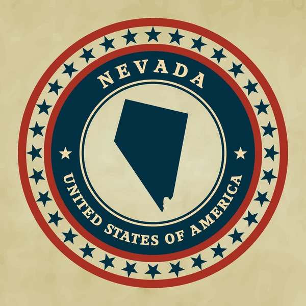 Vintage label with map of Nevada, vector — Stock Vector
