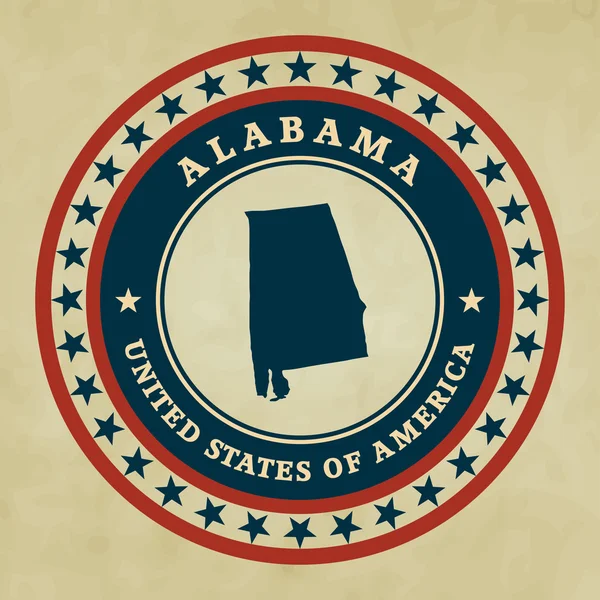 Étiquette vintage avec carte de Alabama — Image vectorielle