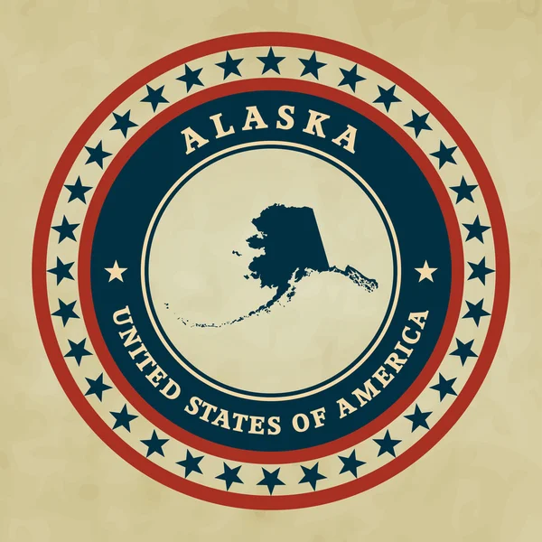 Vintage label met kaart van alaska — Stockvector