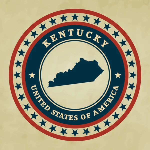 Vintage label with map of Kentucky, vector — Stock Vector