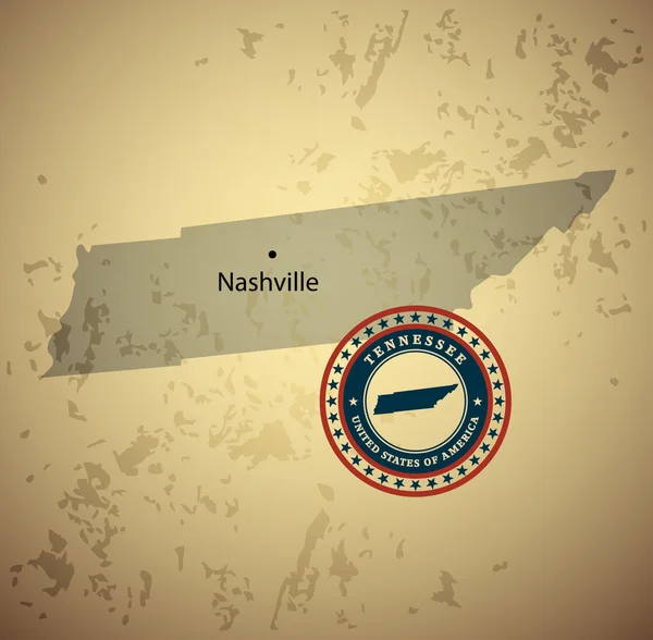 Tennessee mapa s razítko vintage — Stockový vektor