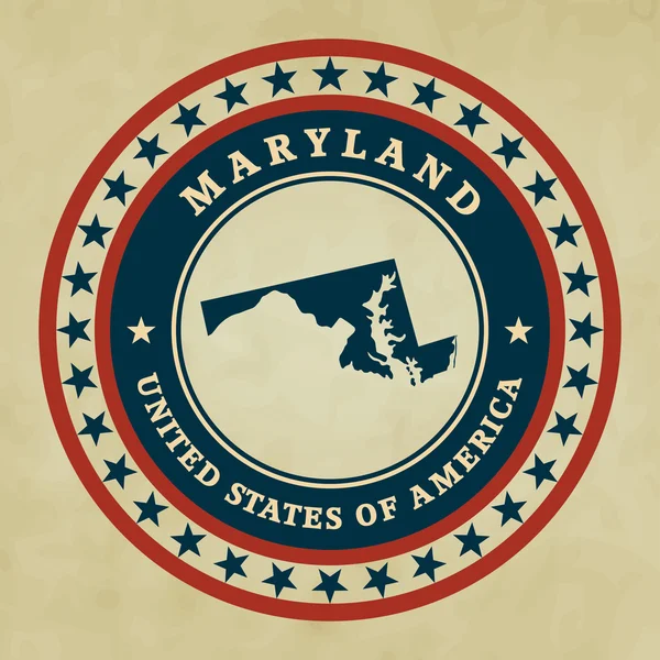 Etichetta vintage con mappa di Maryland, vector — Vettoriale Stock