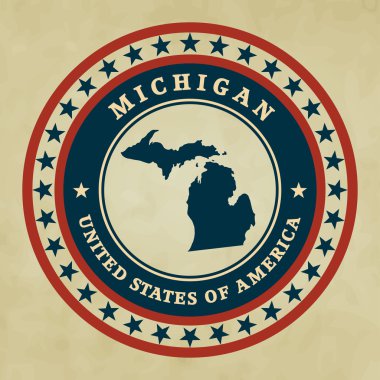 Vintage etiketi ile daha fazla harita Michigan vektör