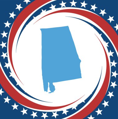 alabama Haritası ile etiketleyin, vektör