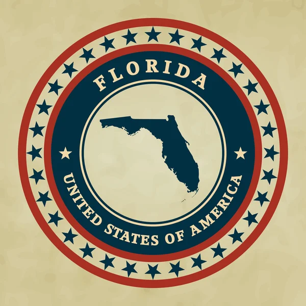 Etiqueta Vintage con el mapa de Florida — Vector de stock