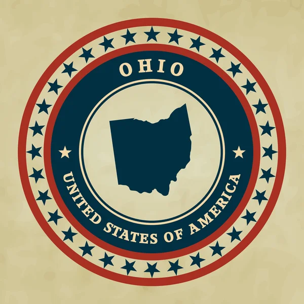 Vintage label with map of Ohio, vector — Stock Vector
