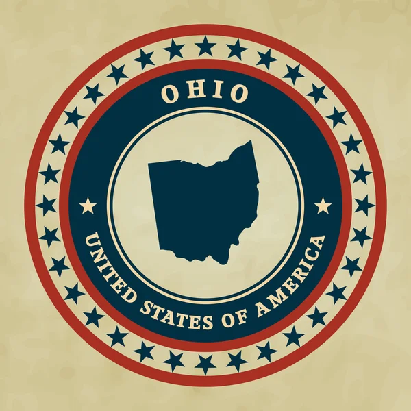 Etiqueta Vintage con el mapa de Ohio, vector — Vector de stock