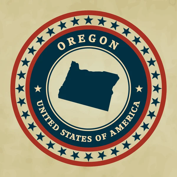 Vintage label with map of Oregon, vector — Stock Vector