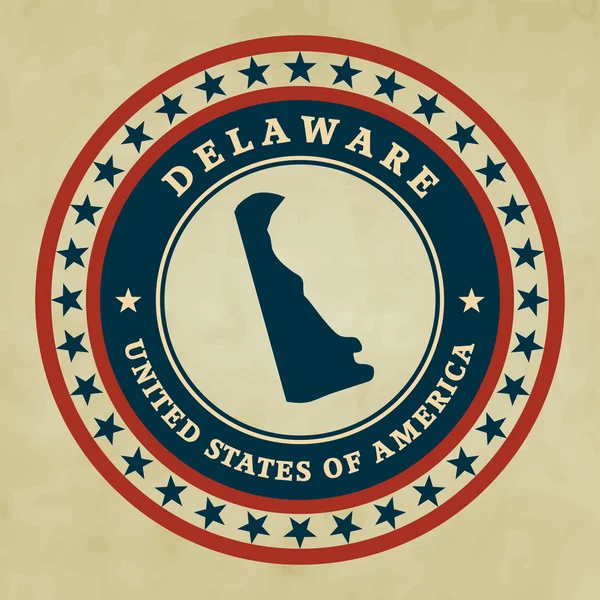 Etiqueta Vintage con mapa de Delaware — Vector de stock