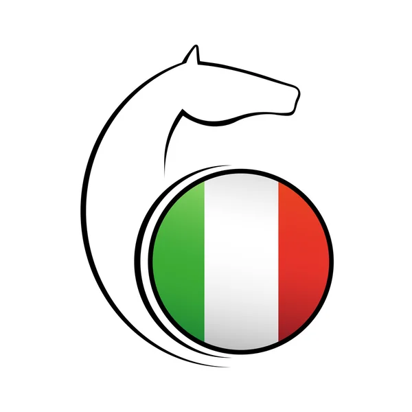 Símbolo caballo con elemento vector bandera Italia — Vector de stock