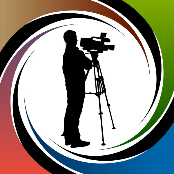 Cameraman au travail silhouettes — Image vectorielle