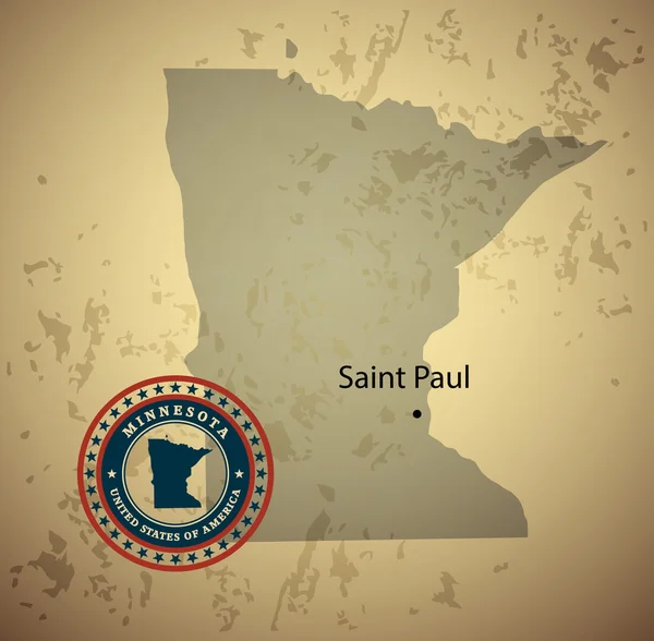 Minnesota carte avec timbre vintage — Image vectorielle