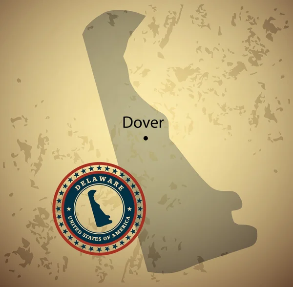 Carte Delaware avec fond vectoriel vintage timbre — Image vectorielle