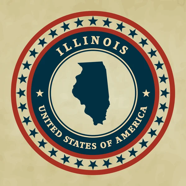 Etiqueta vintage con mapa de Illinois, vector — Archivo Imágenes Vectoriales