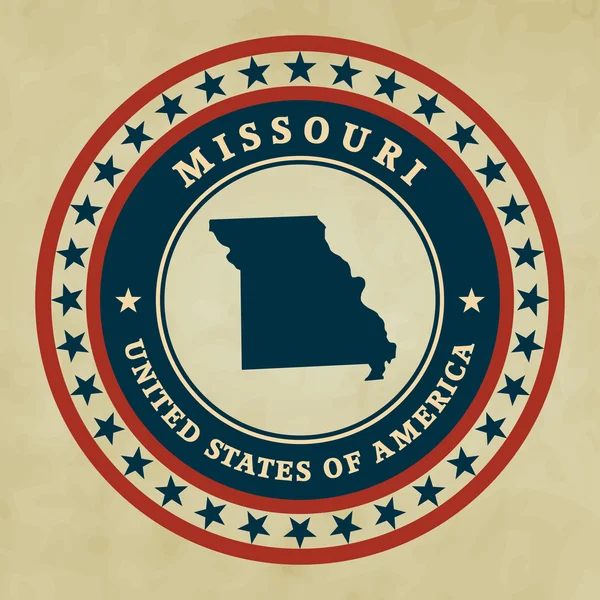 Etiqueta vintage con mapa de Missouri, vector — Vector de stock