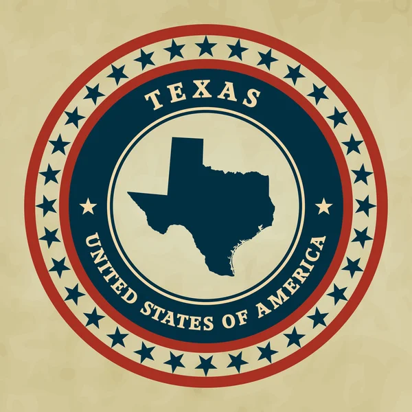 Etiqueta Vintage con mapa de Texas, vector — Vector de stock