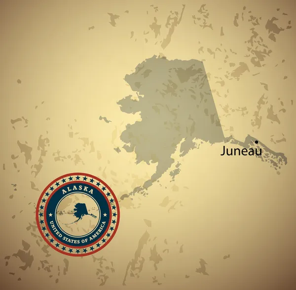 Alaska mappa con timbro sfondo vintage — Vettoriale Stock