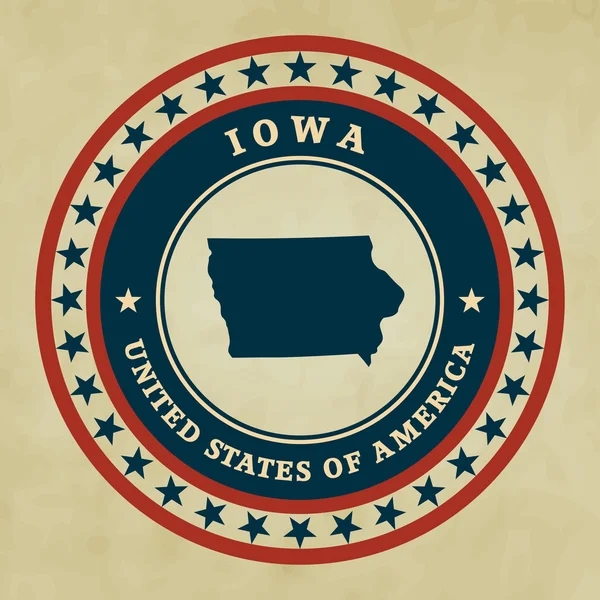 Etichetta vintage con mappa di Iowa, vector — Vettoriale Stock