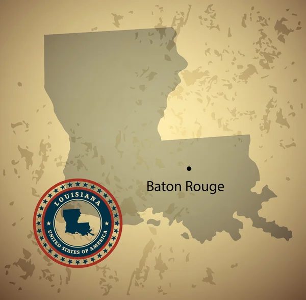Louisiana harita ile pul vintage