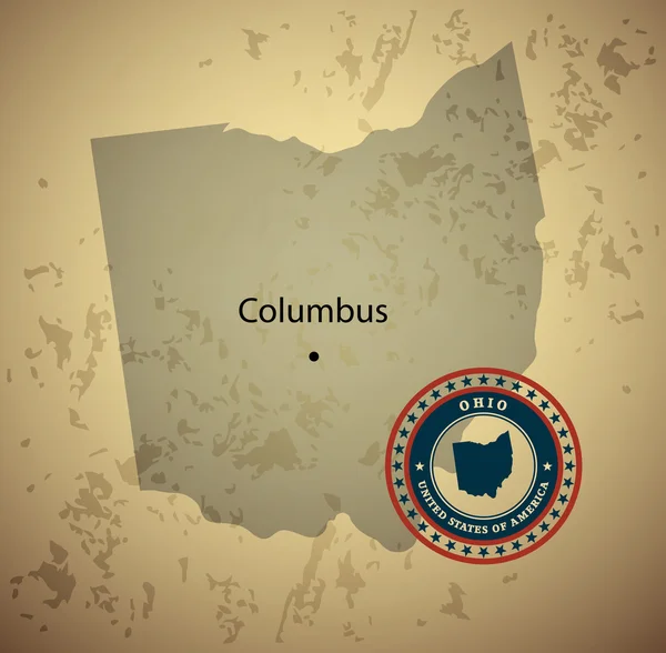 Ohio carte avec timbre vintage — Image vectorielle