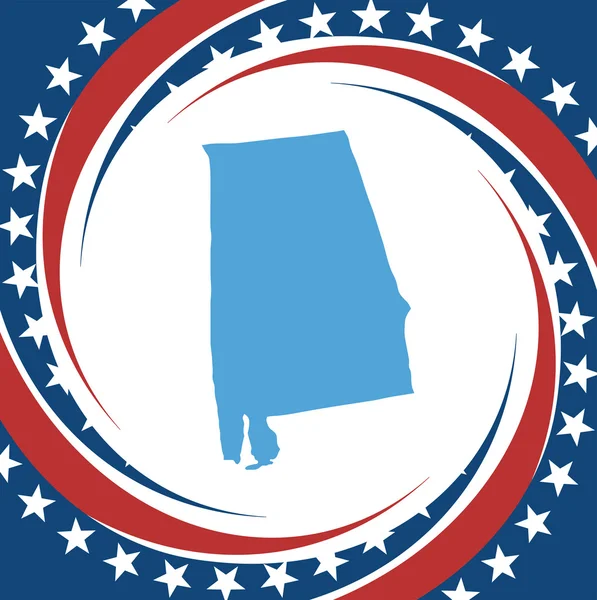 Etichetta con mappa di Alabama, vettore — Vettoriale Stock