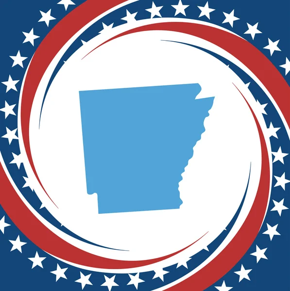 Etiqueta con el mapa de Arkansas, vector — Vector de stock