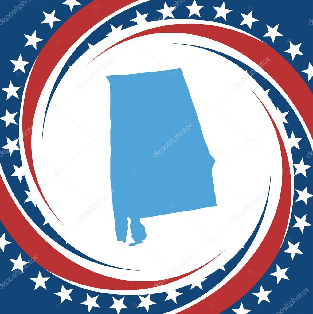 Label with map of Alabama, vector