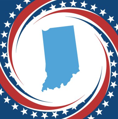 Indiana Haritası ile etiketleyin, vektör
