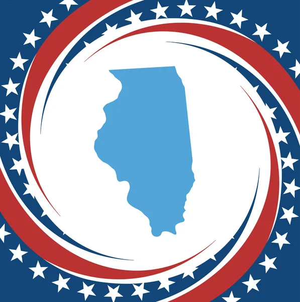 Etichetta con mappa di Illinois, vector — Vettoriale Stock