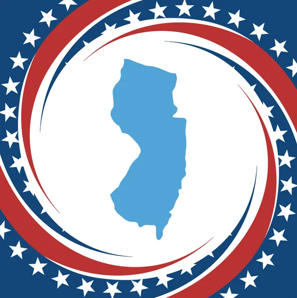 Etichetta con mappa di New Jersey, vettore — Vettoriale Stock