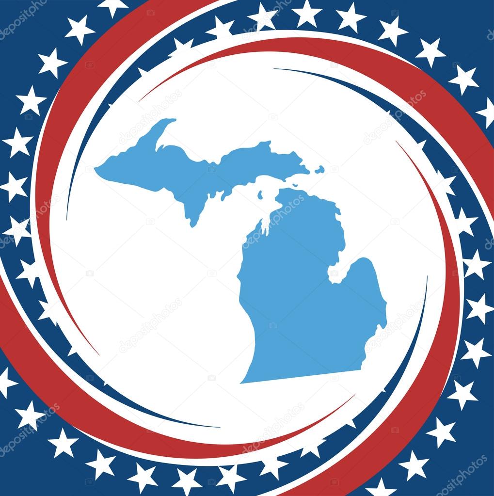 Label with map of Michigan, vector