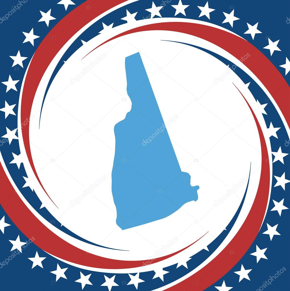 Label with map of New Hampshire, vector