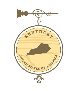 Vintage etiket ile kentucky Haritası