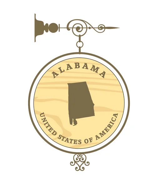 Vintage label with map of Alabama — Stock Vector