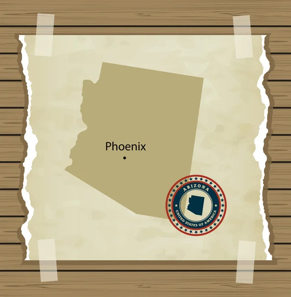 Carte Arizona avec fond vintage timbre — Image vectorielle