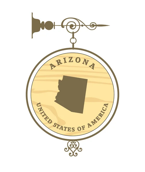 Vintage label with map of Arizona — Stock Vector