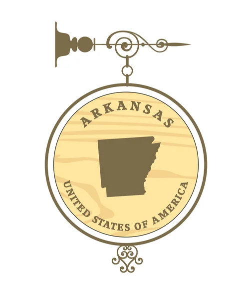 Vintage label with map of Arkansas — Stock Vector