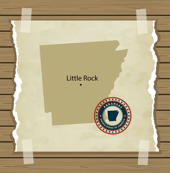 Arkansas mappa con timbro sfondo vintage — Vettoriale Stock