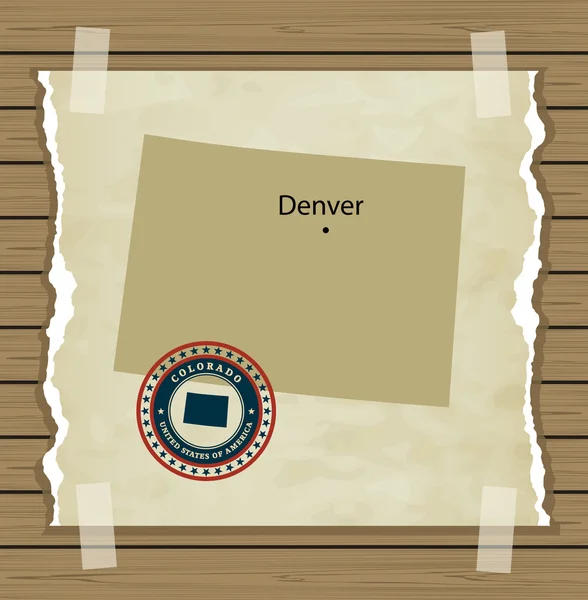Pul antika arka plan ile Colorado harita — Stok Vektör