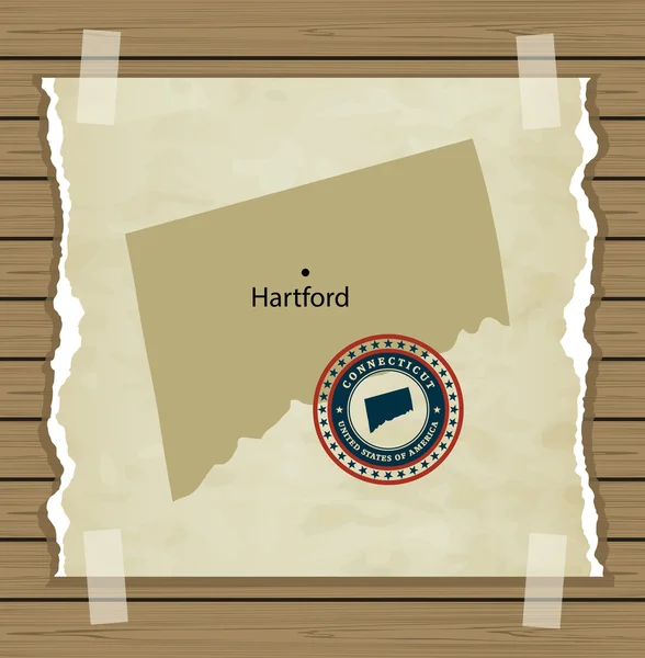 Connecticut mapa con sello de fondo vintage — Archivo Imágenes Vectoriales